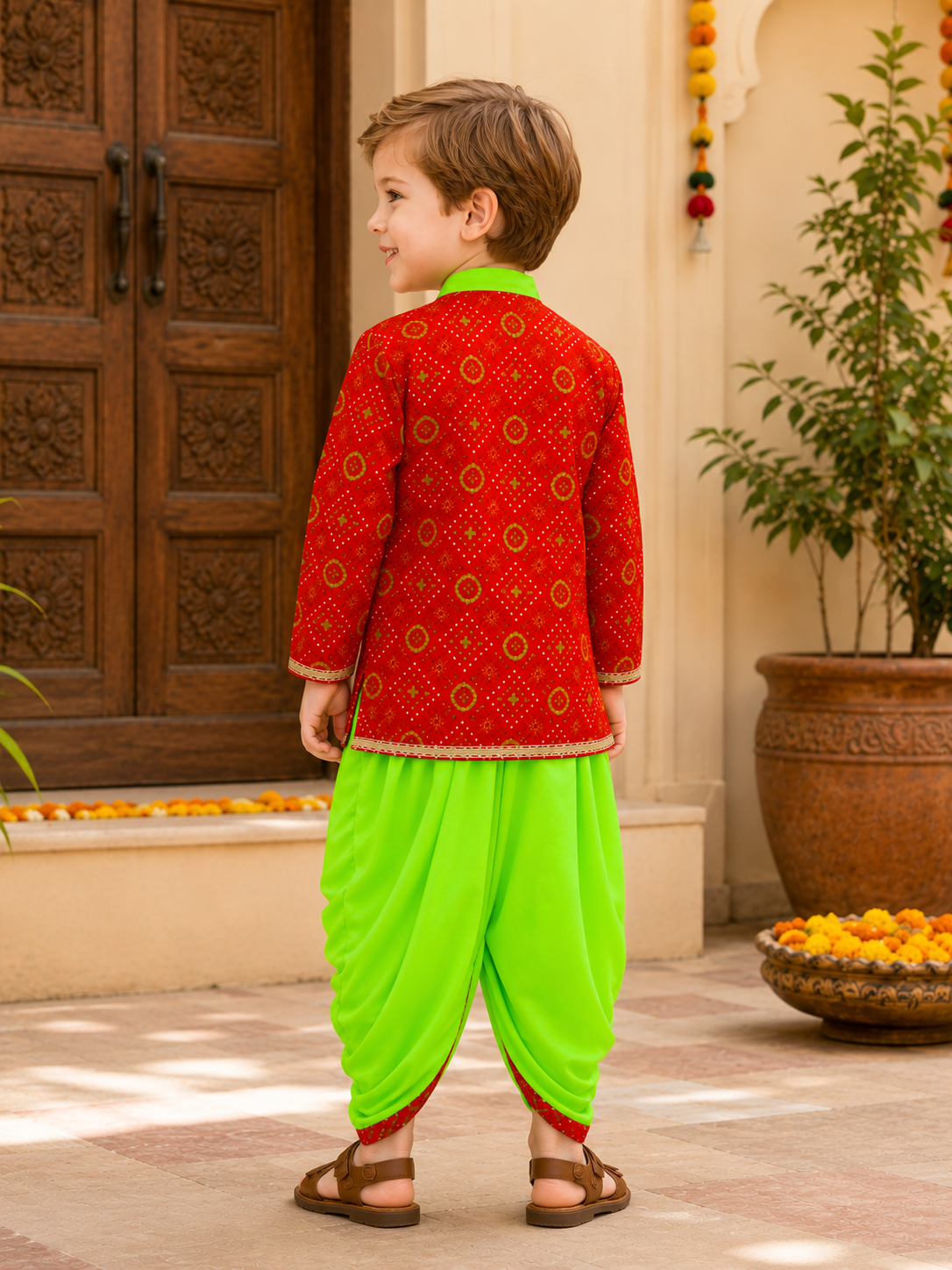 Baby Boys & Girls Cotton Printed Dhoti Kurta Set | Premium Ethnic Festive Clothing Set