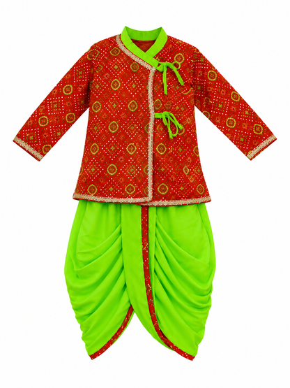 Baby Boys & Girls Cotton Printed Dhoti Kurta Set | Premium Ethnic Festive Clothing Set