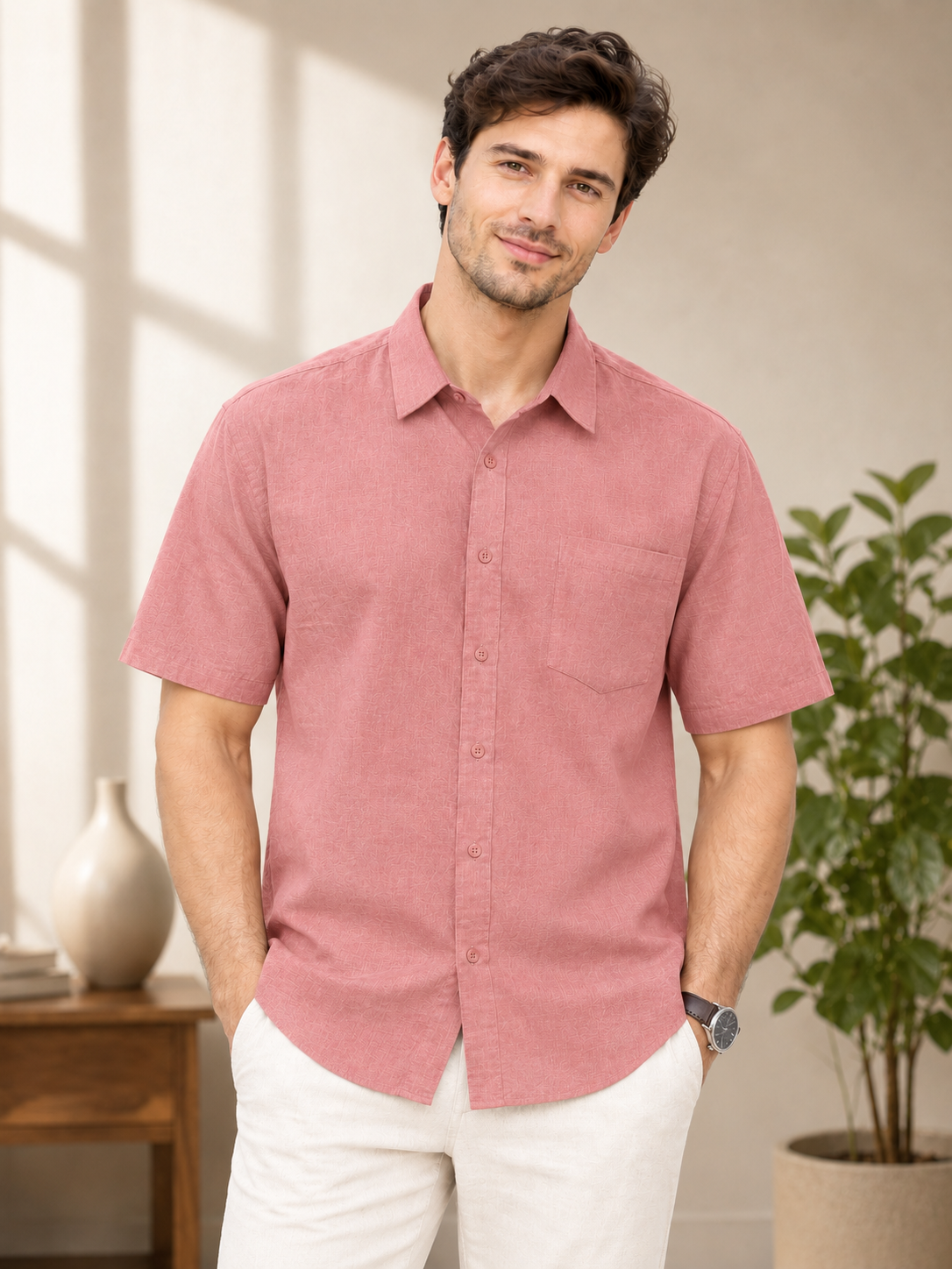 "Men's Regular Fit Cotton Half Sleeve Shirt – Perfect for Casual Everyday Wear" - Nakh Clothing