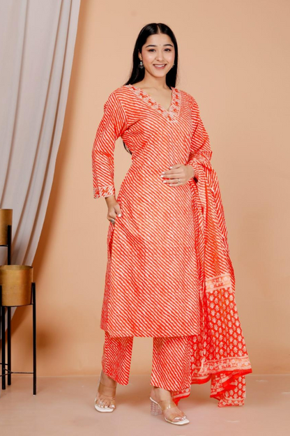 Lehriya Printed Embroidered Cotton Suit Set with Dupatta – Traditional Ethnic Wear for Women