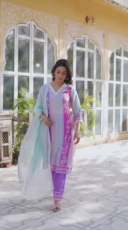 Pastel Cotton Digital Printed Kurta Set for Women