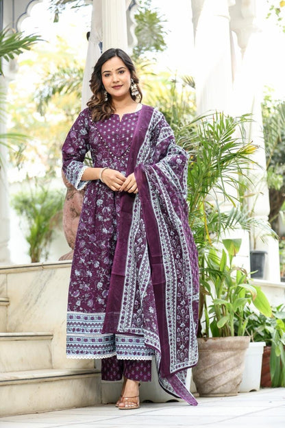 Traditional Printed Cotton Angrakha Suit Set – Festive & Casual Wear - Nakh Clothing
