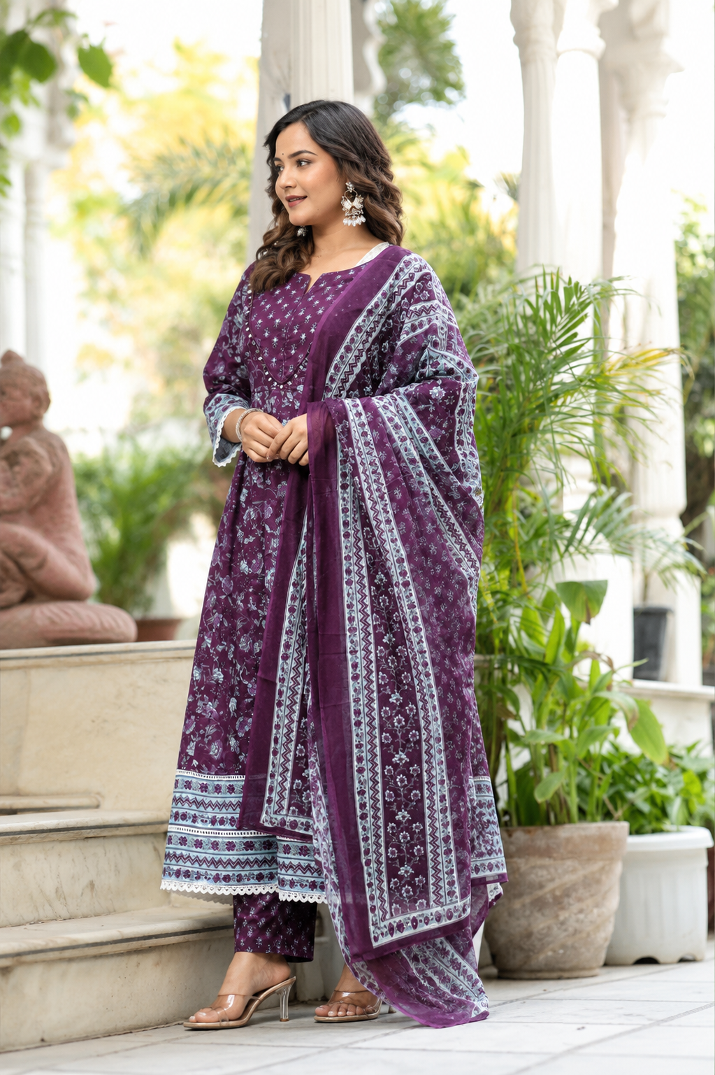 Traditional Printed Cotton Angrakha Suit Set – Festive & Casual Wear - Nakh Clothing