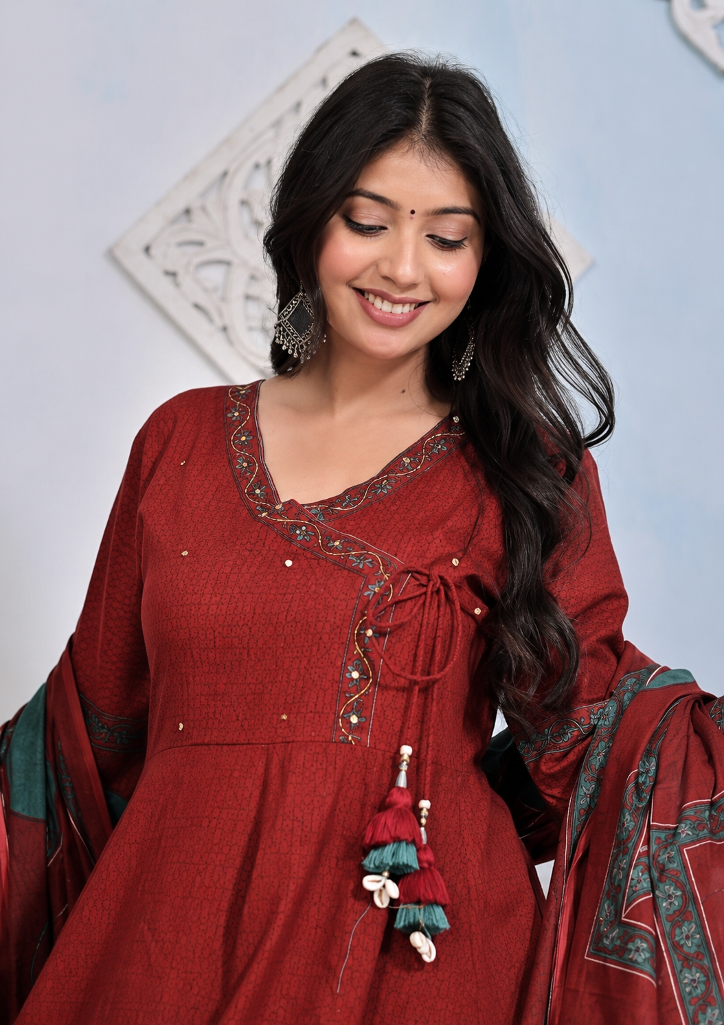 Women's Premium Cotton Angrakha Flared Suit Set – Festive & Casual Wear. - Nakh Clothing