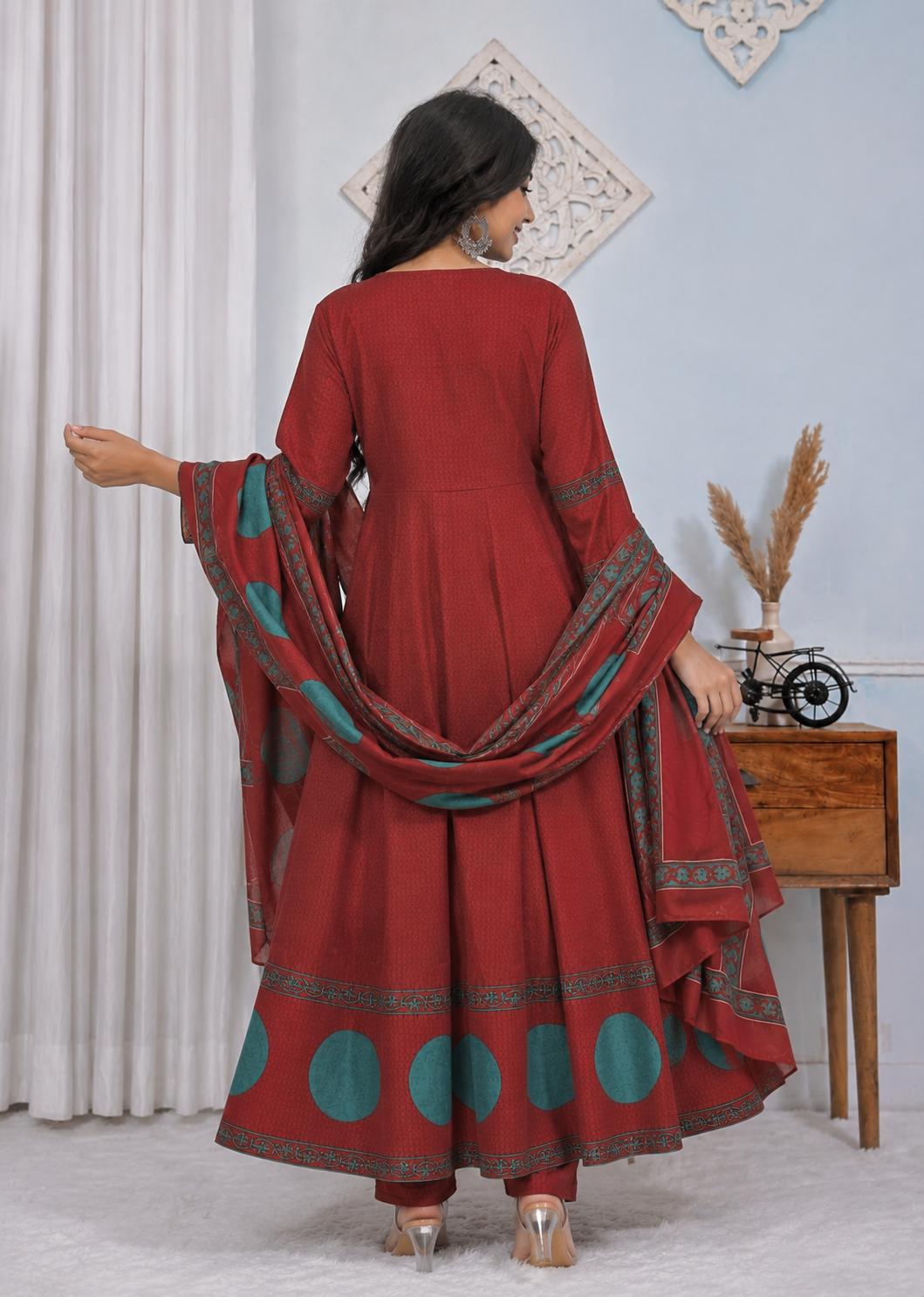 Women's Premium Cotton Angrakha Flared Suit Set – Festive & Casual Wear. - Nakh Clothing