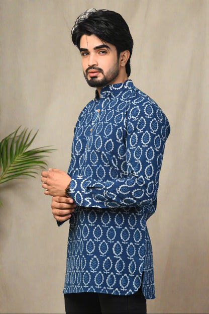 Cotton Slub Hand Block Print Short Kurta