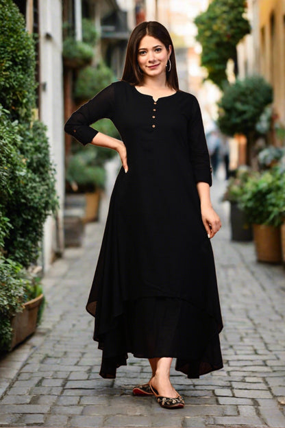 Women Latest Traditional Indian Cotton Black Dresses Online – Nakh