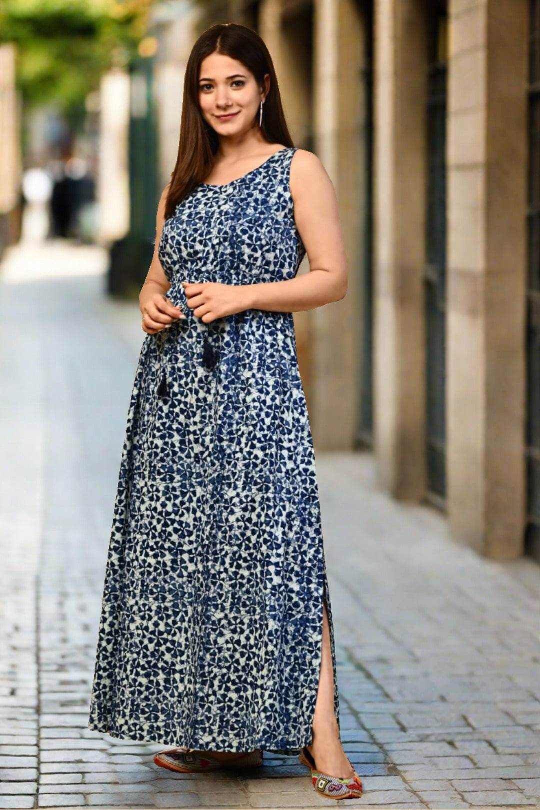 Women Blue Floral Dress – DIVAWALK | Online Shopping for Designer  Jewellery, Clothing, Handbags in India